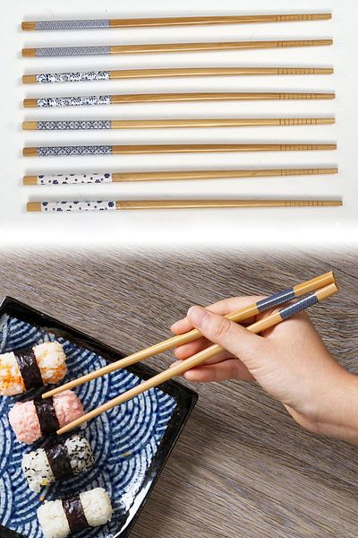 Binbirreyon Bamboo Chopstick Chopstick Set Patterned Handle 8 Pieces 24cm Ra114