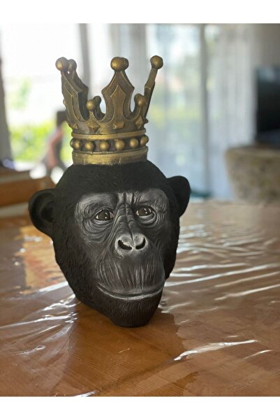 Dekoromi Dekoratif Polyester Kral Maymun Heykel Biblo 31x24 Cm