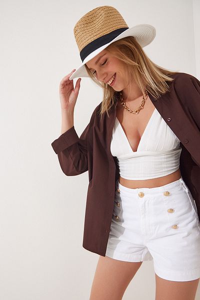Happiness İstanbul Női barna Oversize hosszú alaping DD00842