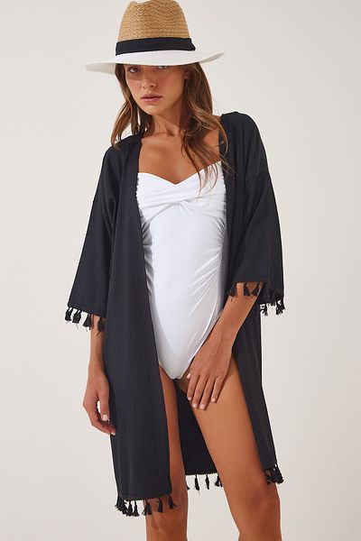 Happiness İstanbul Kimono & Kaftan - Schwarz - Regular Fit