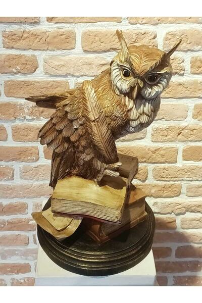 Dekoromi Dekoratif Polyester Kitaplı Baykuş Biblo – Büyük Boy, 49x28cm, Moder...