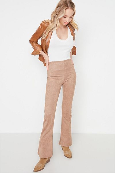 Trendyol Collection Mink Suede Flare Knitted Trousers TWOAW23PL00212