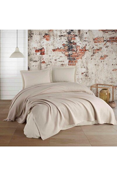 Kristal Бежевий двоспальний комплект бавовняних простирадл