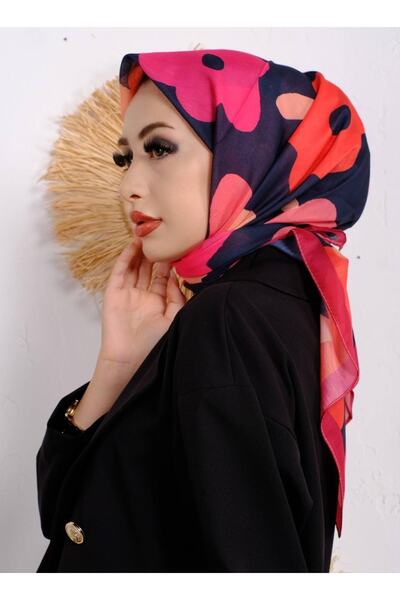 Eflatun Ipekyolu Eşarp Scarf Pamuklu (COTTON) Çiçek Desenli Eşarp Vişne Rengi...