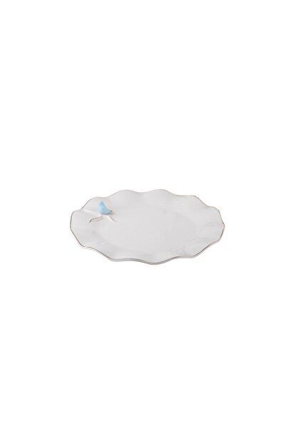 Kokosh Home 30cm Kuşlu Sunum Tabağı - Mavi