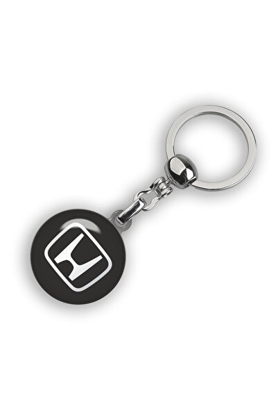 Modül Breloc rotund cu logo Honda imprimat prin picătură. Culoare negru-crom.