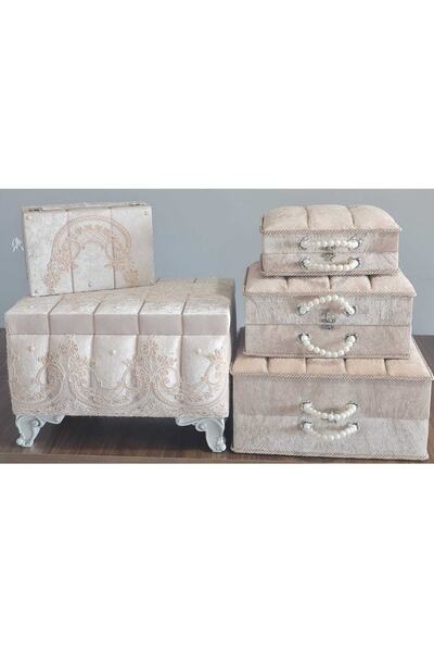 Duru Çeyiz Sandıkları Söz Nişan Bohça Gelin Düğün Damat Çeyiz 5 Parça Canta