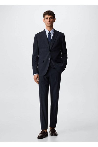 MANGO Man Karierte Blazerjacke im Slim Fit