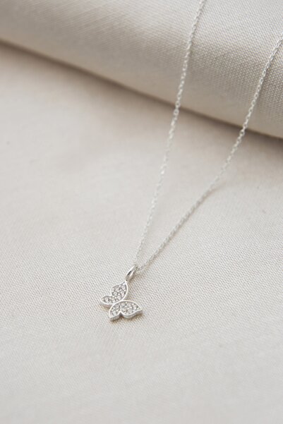 Elika Silver Kadın Kelebek Model 925 Gümüş Kolye