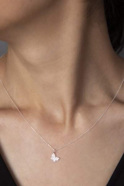 Elika Silver Kadın Kelebek Model 925 Gümüş Kolye