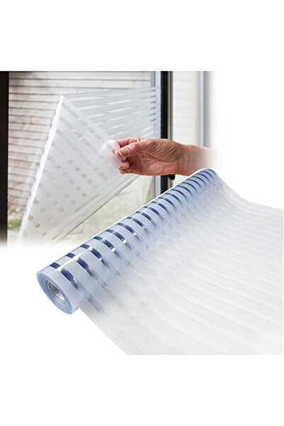 Carub Çizilmez Cam Kumlama Dekoratif Çizgili Cam Folyosu 50 Cm X 1 Metre