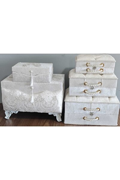 Kırçova Tekstil Şura Söz Nişan Bohça Gelin Düğün Çeyiz Sandık 5 Li Set