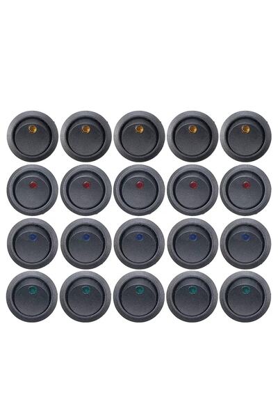 Genel Markalar 20 Adet 12v Nokta Işıklı 20mm Marin Anahtar