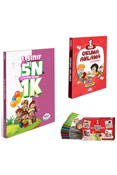 öğretmen evde 1. Sınıf 5n 1k Okuma Anlama +okuma Anlama Çalışmaları + Bensu 10'lu Hikaye Seti
