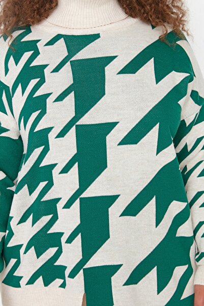 Trendyol Curve Zöld garbós kötött pulóver TBBAW23AN00086