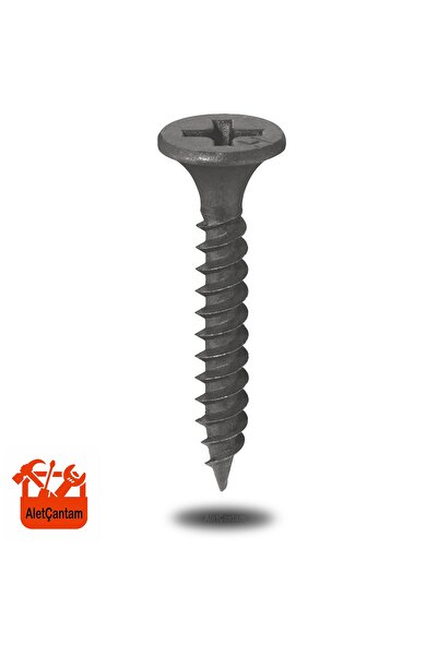ALETÇANTAM Sivriuçlu Alçıpan Vidası Borazan Siyah Vida 3.5 X 25 Mm 100 Adet