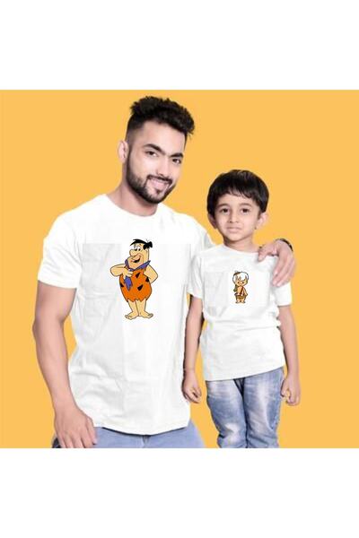 venüsdijital Tricou Flintstone Father Son (Prețul este pentru un singur produs, vă rugăm să adăugați 2 bucăți în coș pentru a face o combinație)