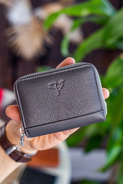 Garbalia Sydney Genuine Leather Rfid Blocking Unisex Anthracite Wallet with Coin Holder