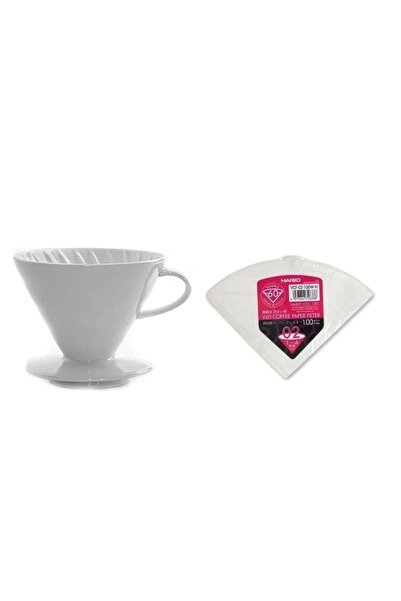 Escobarista V60 No.2 Porselen Kahve Drıpper & Harıo Filtre Kahve Demleme Kağı...