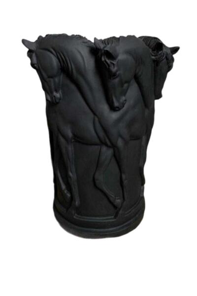 Dekoromi Dekoratif Polyester Atlı Vazo Siyah Heykel Biblo – Modern Tasarım, Ş...