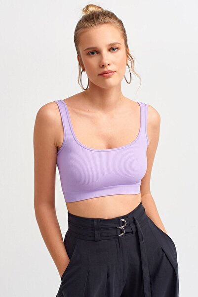 Dilvin Kadın Lila 3540 Askılı Crop Top 101A03540