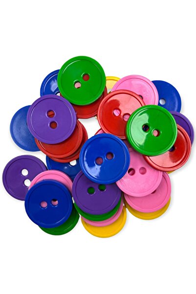 MİR 72 Boy Karışık Renkli Düğmeler 4.5 Cm Plastik Düğme (10 Adet)