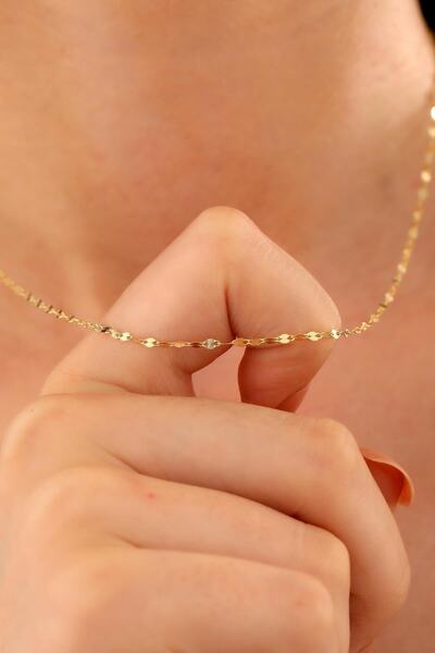 Sefa Gold 14 Ayar Altın Kalın Aynalı Zincir Kolye