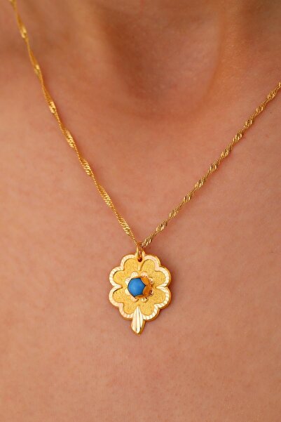 Sefa Gold 14 Ayar Altın Baskı Yonca Singapur Zincir Kolye