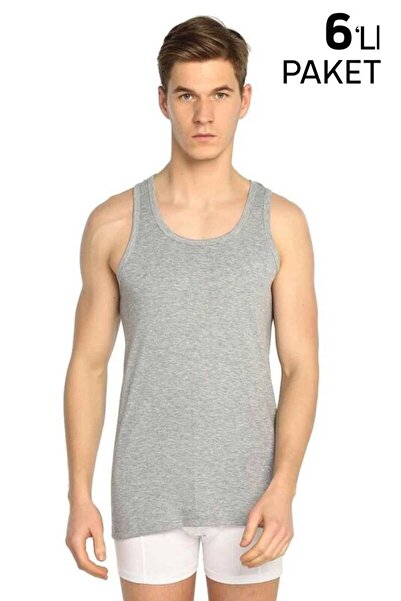 Tutku Sms Isb01 Men's Rib Sports Tank Top 6 Pieces 118 Code/Colour: Gray (Workman)