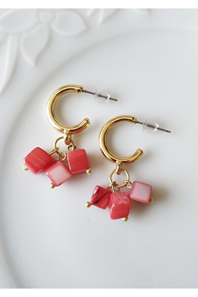 Halley Concept أقراط خرز مكعب أحمر