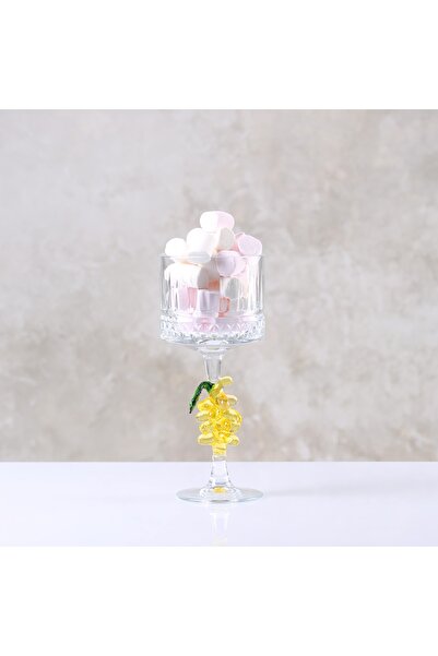 ADAMODART Yellow Grape Bunch Design Footed Cut Glass Presentation Bowl & Choc...