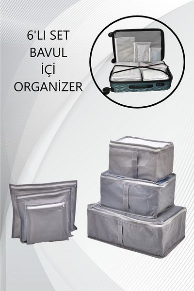 fine class Gray Set of 6 Suitcase Organizer Suitcase Organizer Suitcase Bag Organizer