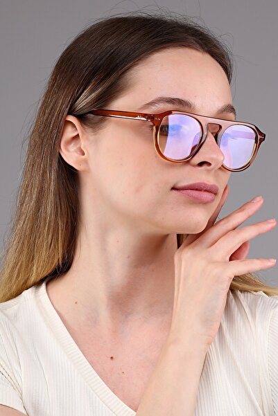 Zevahir Unisex Açık Kahve Mavi Işık Korumalı Gözlük