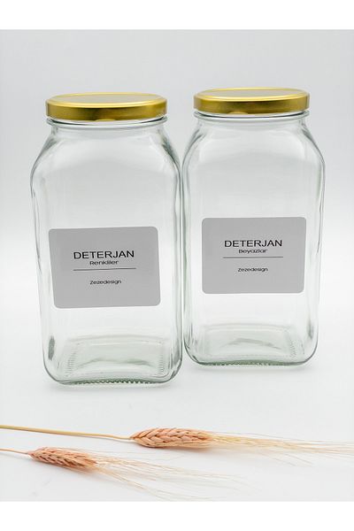 zezedesing Διακοσμητικό Γυάλινο Βάζο 3lt (απορρυπαντικό Λευκά-χρώματα / Χρυσό Καπάκι)