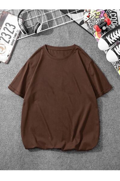 Deocept Καφέ ανδρικό μπλουζάκι Oversize Basic