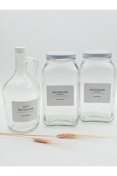 zezedesing Διακοσμητικό Γυάλινο Βάζο 3lt (απορρυπαντικό Λευκά-χρώματα / Λευκό Καπάκι Μπουκαλιού Υγρού Απορρυπαντικού)