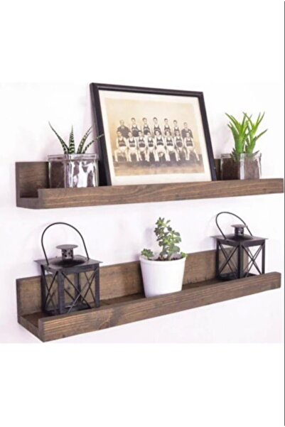 ÇİÇEKLİ AVM 2 Katlı Ahşap Dekoratif Çerçeve Rafı 80cm