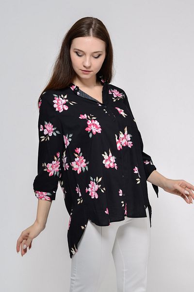 TUSSE Floral Patterned 100% Cotton Linen Large Size Shirt