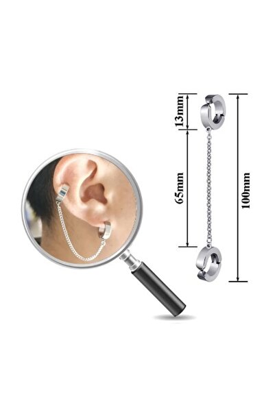 Acousticworld Gri Sıkıştırmalı Çelik Küpe Klipsli Aksesuar Küpe 1 Adet