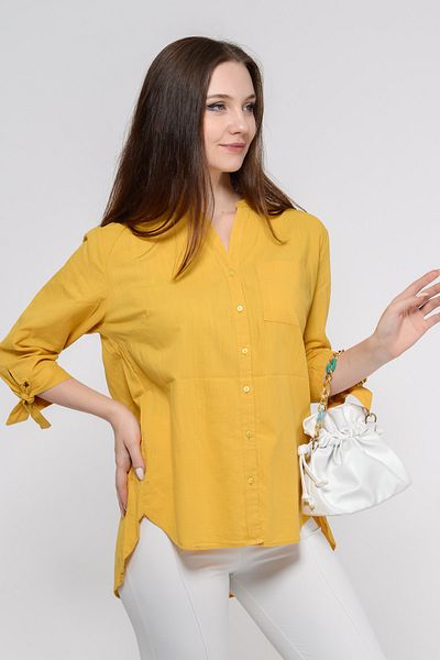 TUSSE Solid Color 100% Cotton Lace-up Cotton Large Size Shirt with Sleeves