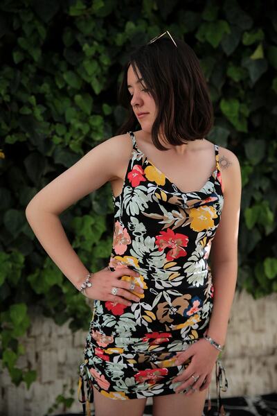 Papatya Dokuma Viskon Kumaş Elbise