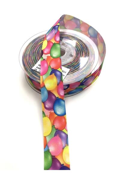 Bride Aksesuar Dünyası Panglică Grosgrain cu Motiv Balon Colorat 2,5 Cm – Pan...