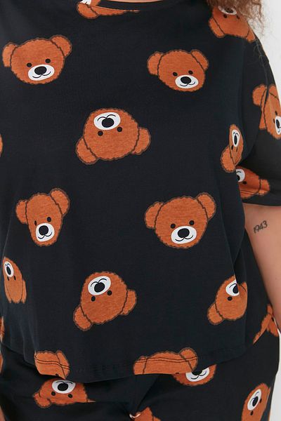 Trendyol Curve Große Größen in Pyjama-Set - Schwarz - Mit Slogan