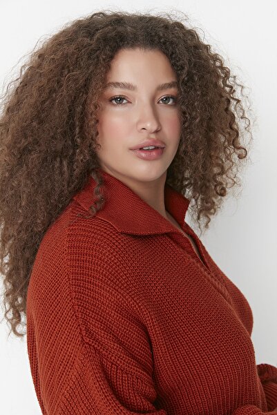 Trendyol Curve Thessaloniki Knit Knitwear Sweater - Tile Shirt Collar TBBAW23AN00081