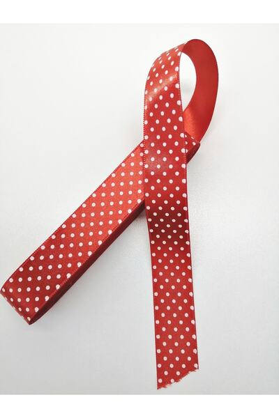Bride Aksesuar Dünyası Panglică roșie din satin, cu buline piese, 2,5 cm, 2 m...