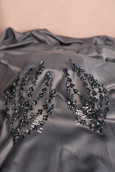 Nikadu Accesoriu de păr Henna de mireasă cu cataramă dublă – Coroană – Coroan...