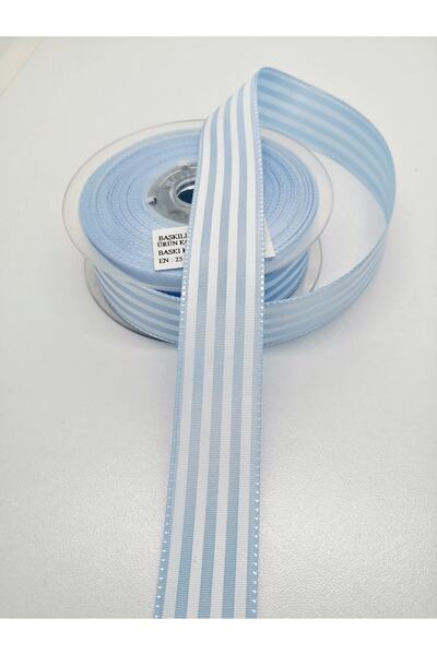 Bride Aksesuar Dünyası Panglică Tafta în dungi Baby Blue 2,5 Cm 2 Metri – Pan...