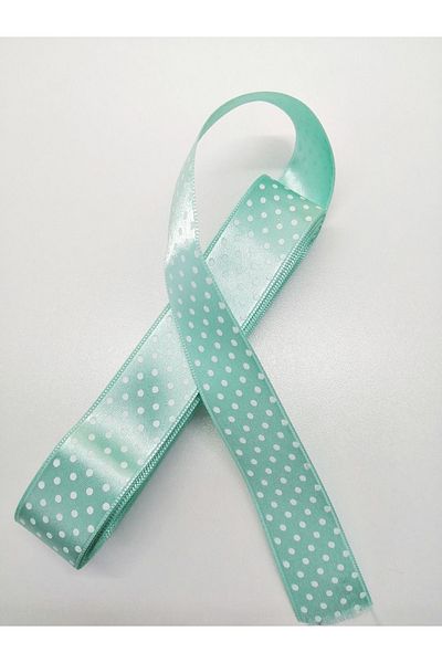 GELD Υλικό Συσκευασίας Water Green Polka Dot Satin Ribbon 2 μέτρα Πλάτος 2,5 cm – Κορδέλα – Κορδέλα