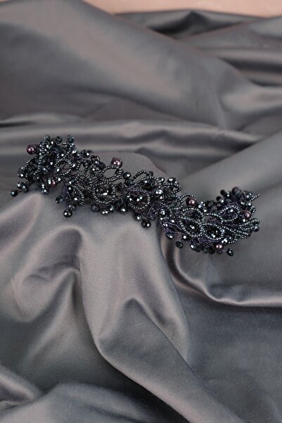 Bride Aksesuar Dünyası Accesoriu pentru păr și turban de mireasă cu mărgele d...