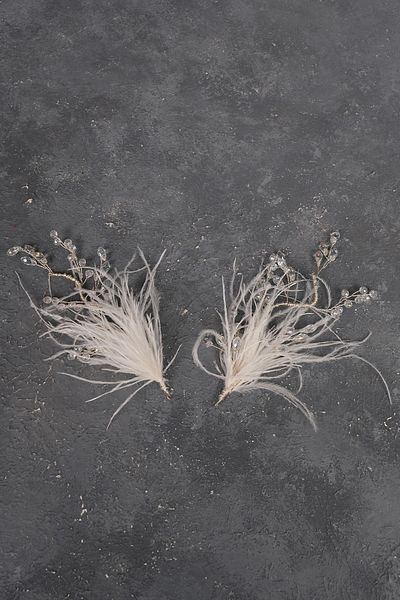 Bride Aksesuar Dünyası Accesoriu de păr de mireasă cu două fețe, cu pene și cristale, personalizate pentru mirese – Coroană – Coroană – Coroană